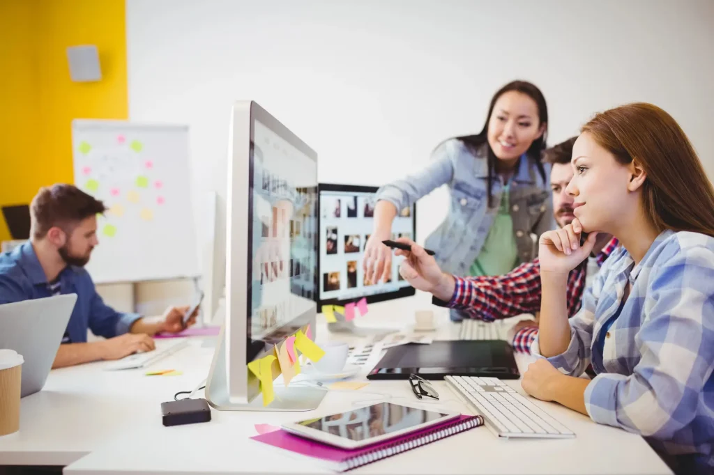 Creative team working from a brief on a project